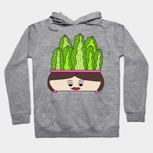 Cute Cactus Design #120: Cacti Growing Out Of A Cute Face Pot Hoodie